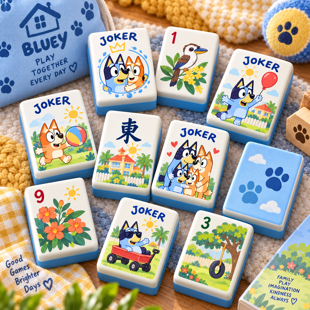 Premium BLU Mahjong Tiles Set TNSM