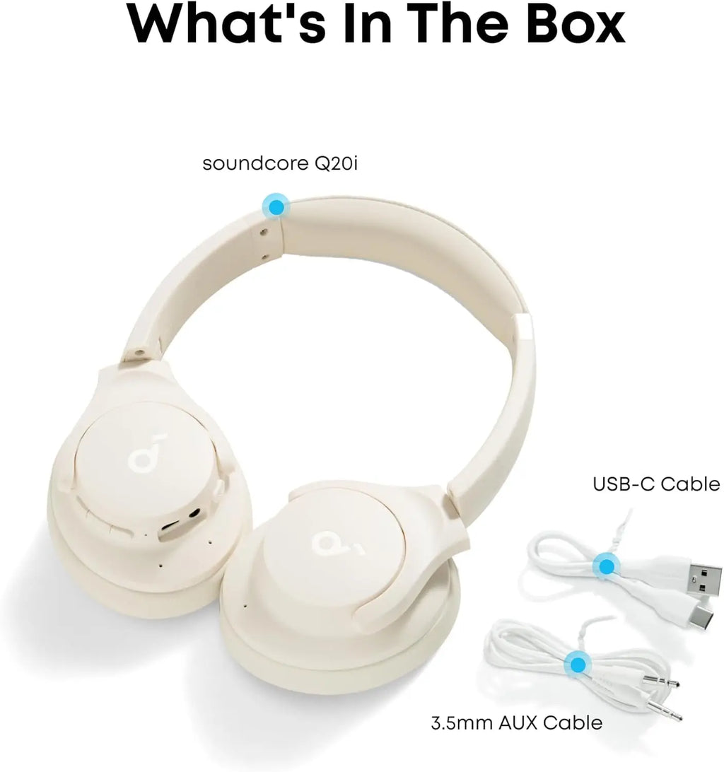 Soundcore by Anker Q20i Hybrid Active Noise Cancelling Headphones, Wireless Over-Ear Bluetooth, 40H Playtime  (Refurbished)